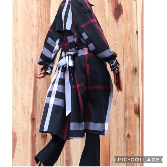 Blu Trends Jackets & Blazers - Oversized Black Plaid Trench